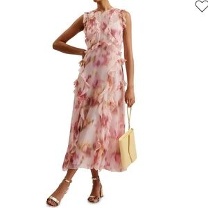 Flowy Pink and Orange Ruffle Dress
